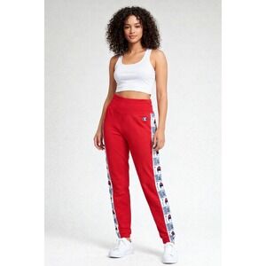 Champion Red Logo Tape Leggings Joggers Pants Women's Athletic Casual